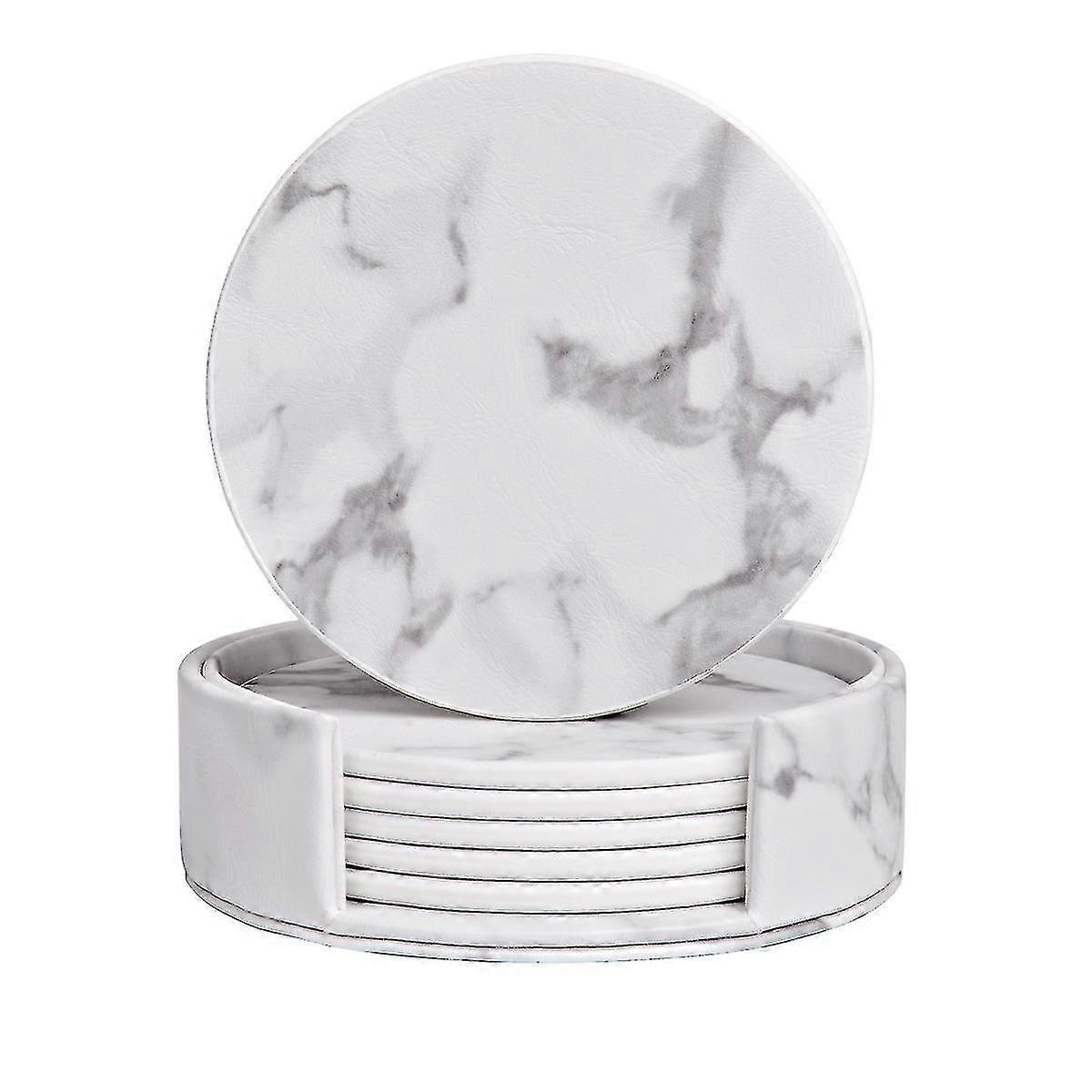 Round Marbled Leather Coaster