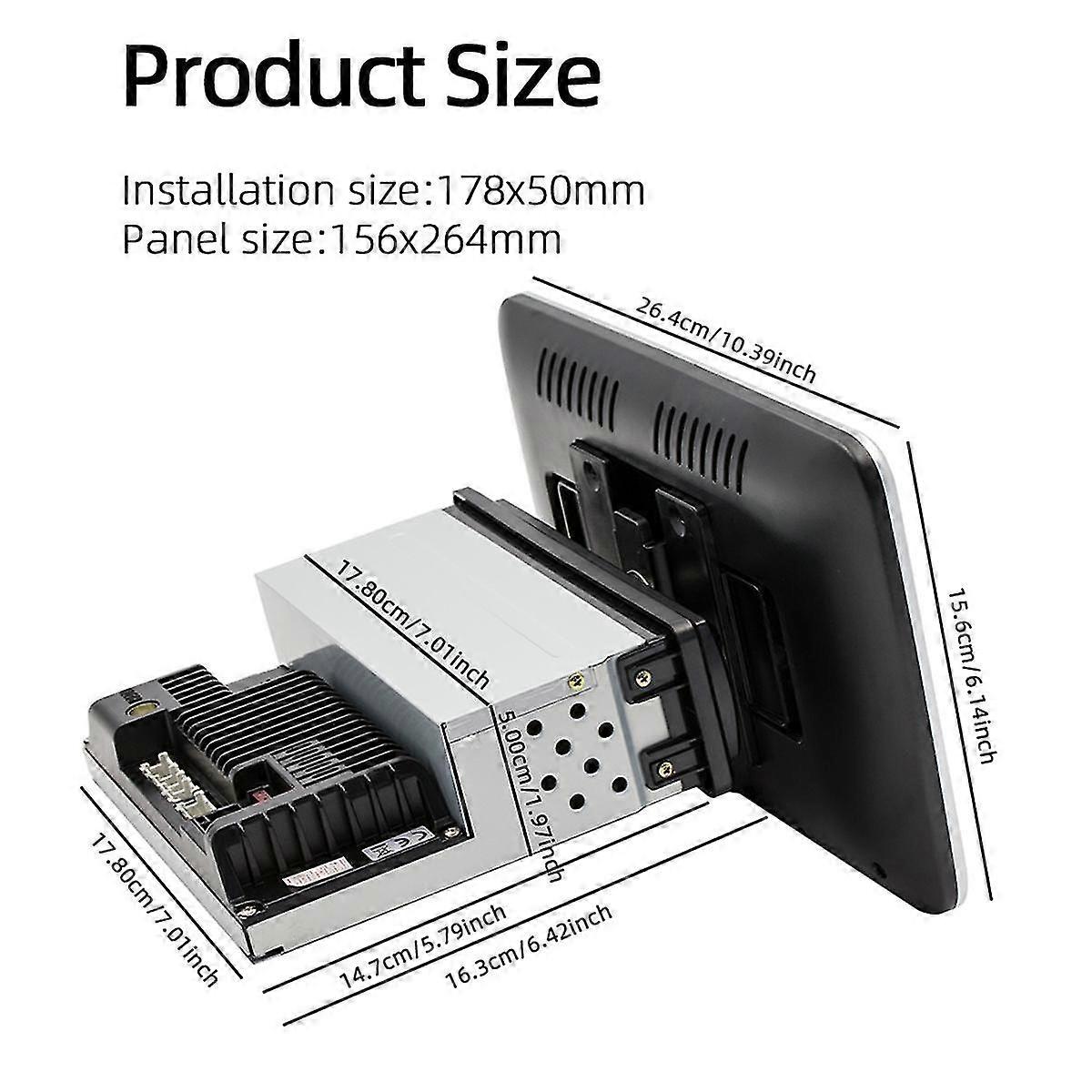 1Din Adjustable Rotatable Screen 2G+64G Car Multimedia Player 10.1Inch Android 13 Wireless CarPlay