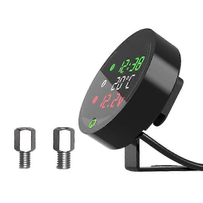 5 in 1 Motorcycle Water Temperature Meter USB Rechargable Time Voltmeter LED Night Vision Meter wit