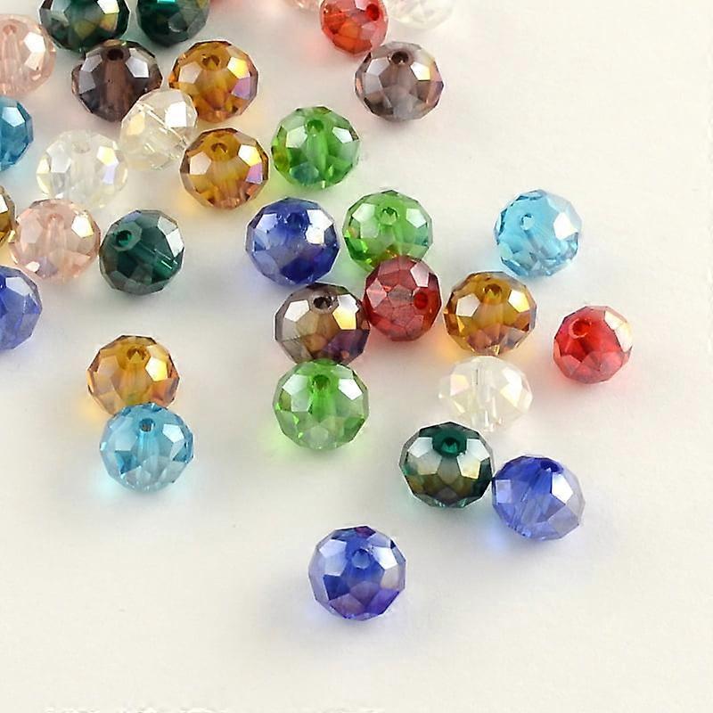 200pc Electroplate Faceted Rondelle AB Color Plated Transparent Glass Beads Mixed Color 4x3mm Hole: 1mm