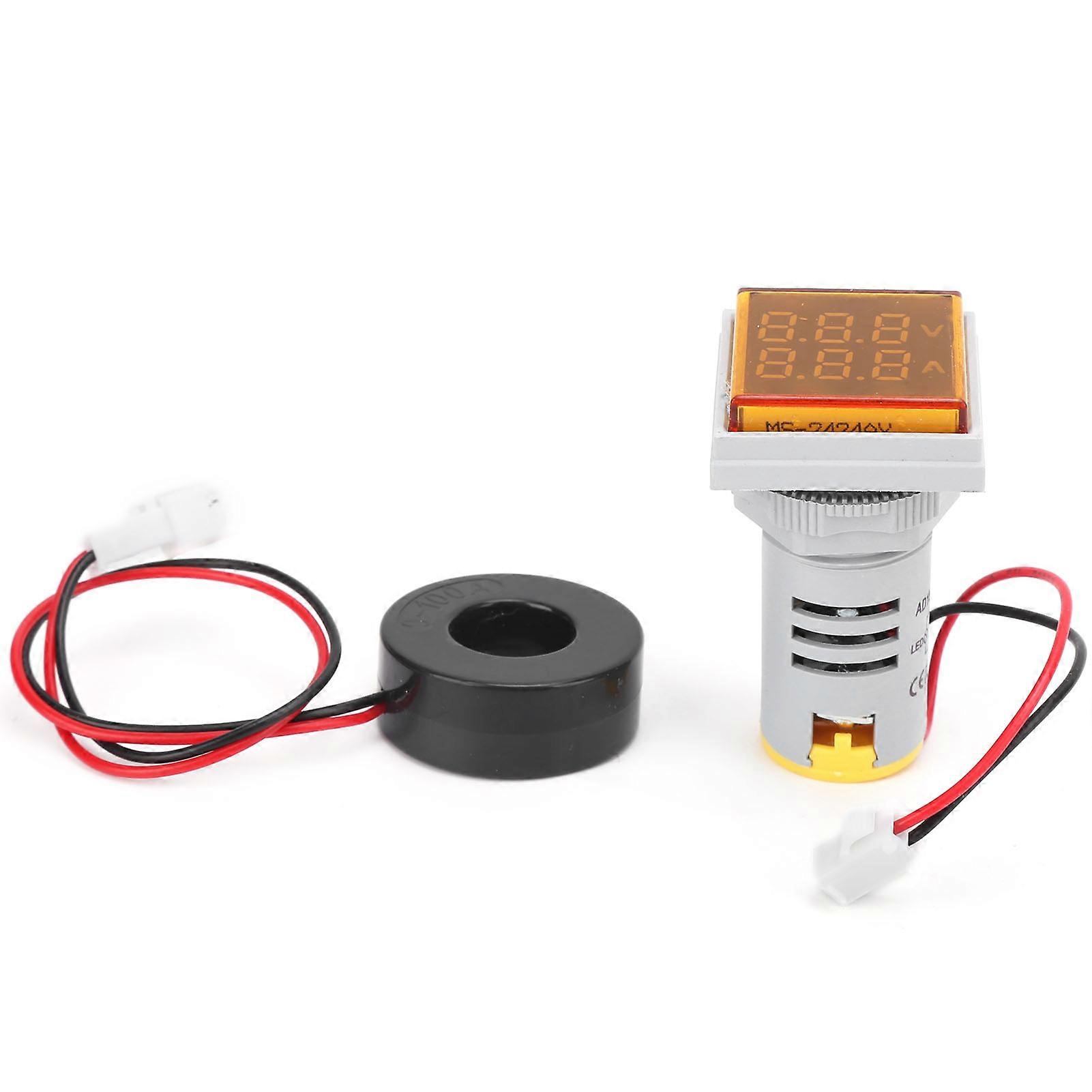 AD16?22FVA 2in 1 Voltmeter Ammeter Voltage Current Meter Tester Measuring IndicatorYellow