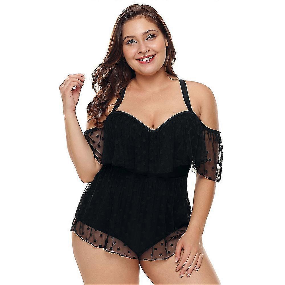 women's plus size solid black swimsuit monokini plus size swimwear