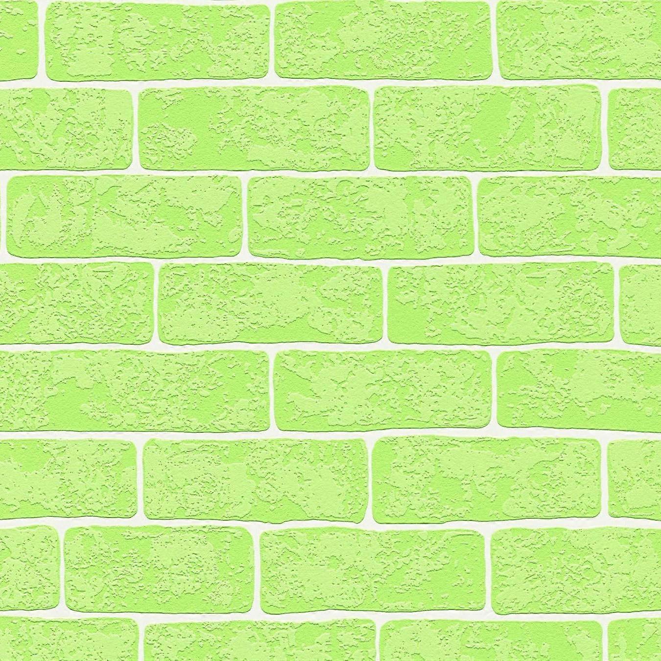 AS Creation Neon Green Brick Wallpaper