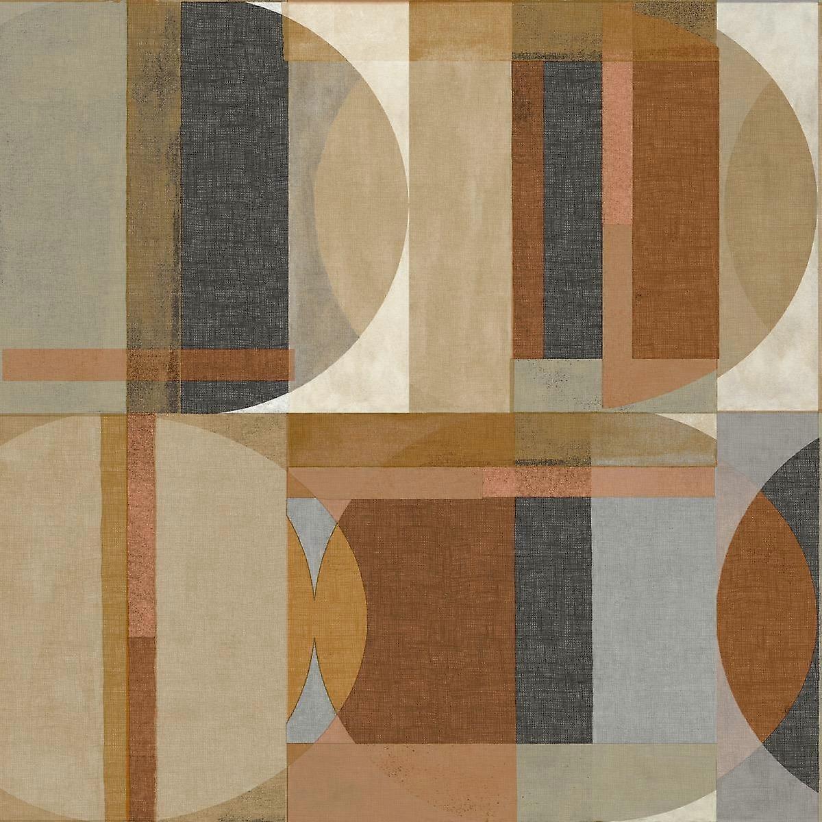 Grandeco Arcadia Geometric Brown Wallpaper