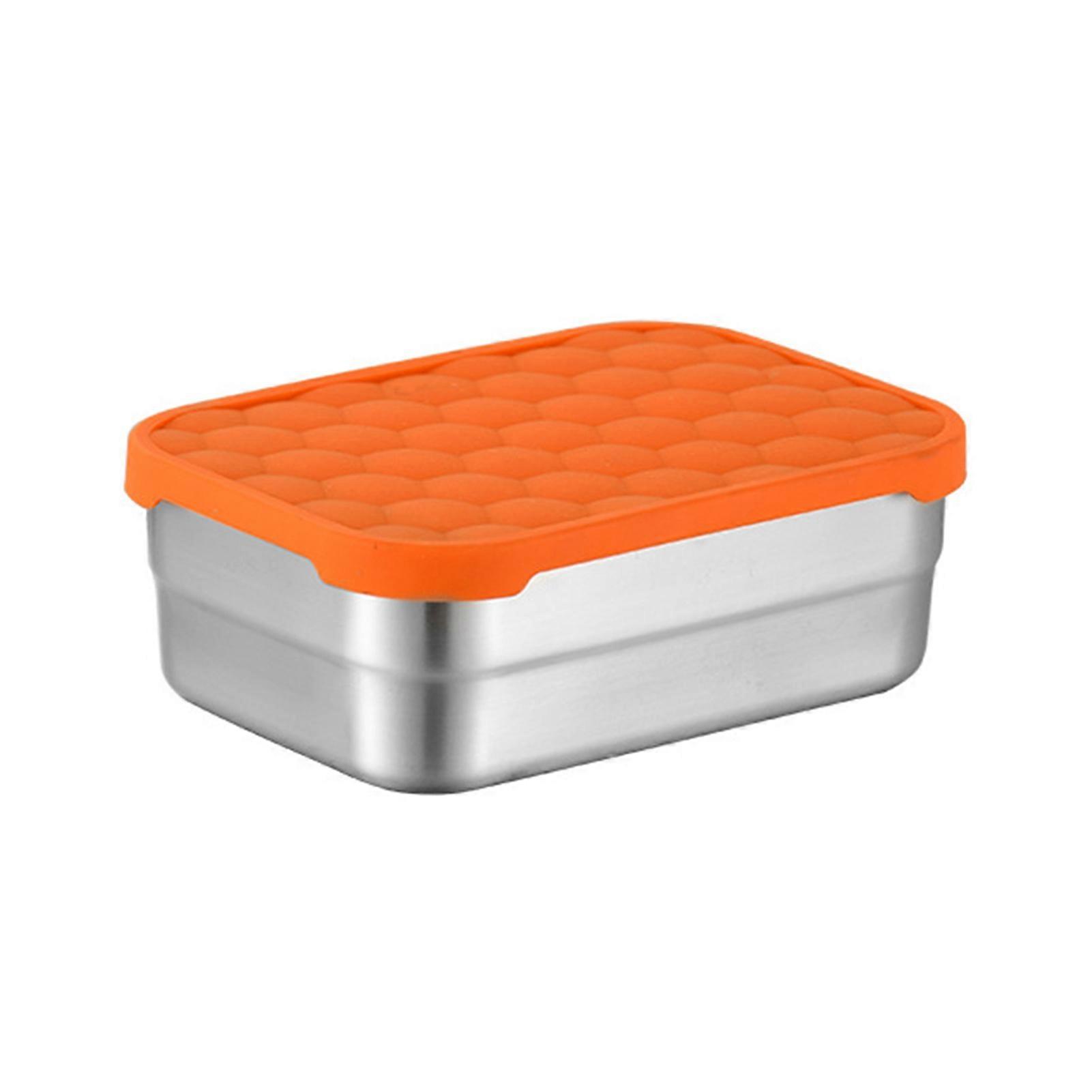 720ml Stainless Steel Bento Lunch Box for Kids Leak-Proof Silicone Lid Stackable Metal Snack Sauce Containers Portable Crisper Box