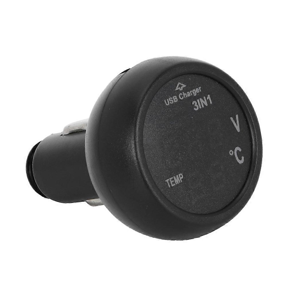 3 in 1 Multifunctional Car Auto 12V/24V Digital LED Voltmeter Termometer USB Charger