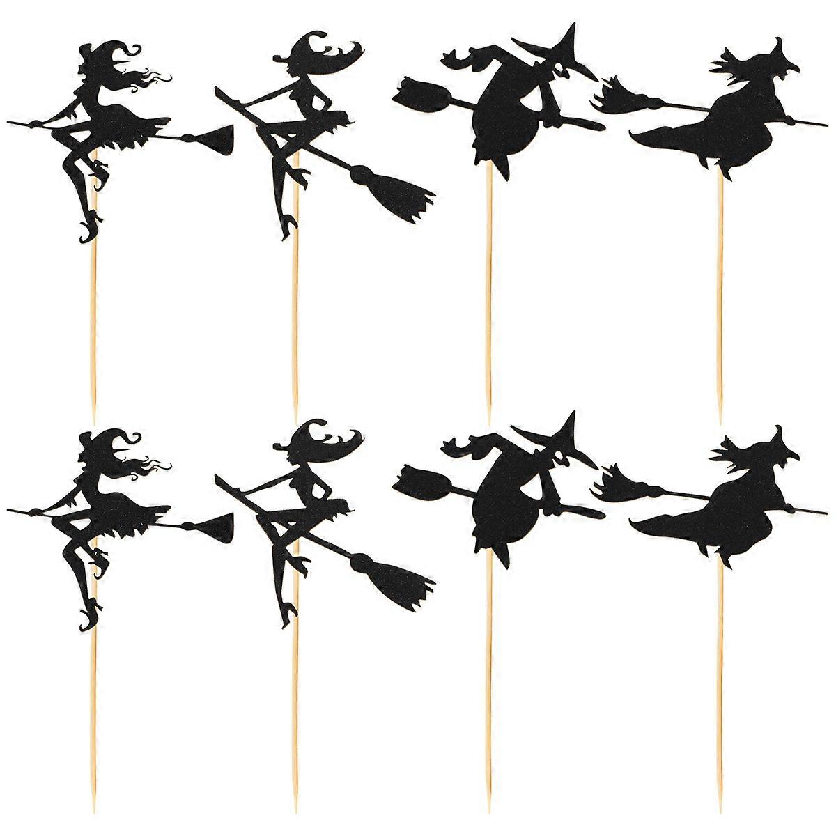 1 Set of 16 Pcs Witch Pattern Cake Toppers Fun Cake Picks Paper Cupcake Decor