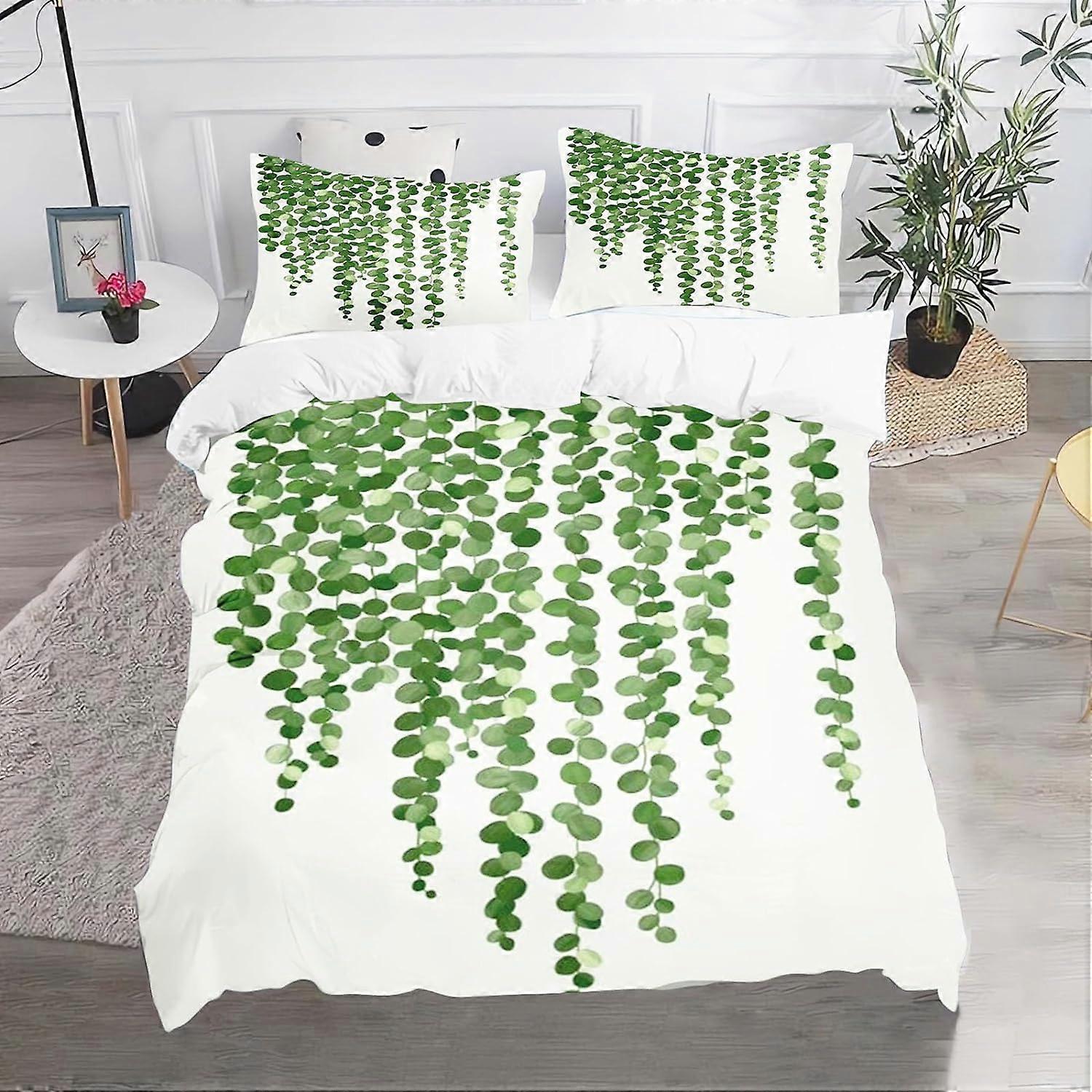 Children's Bedding Set, Palm Leaves Pattern, Tropical Flowers Pattern, Microfiber Bedding Set, with Pillowcase, Zipper Closure