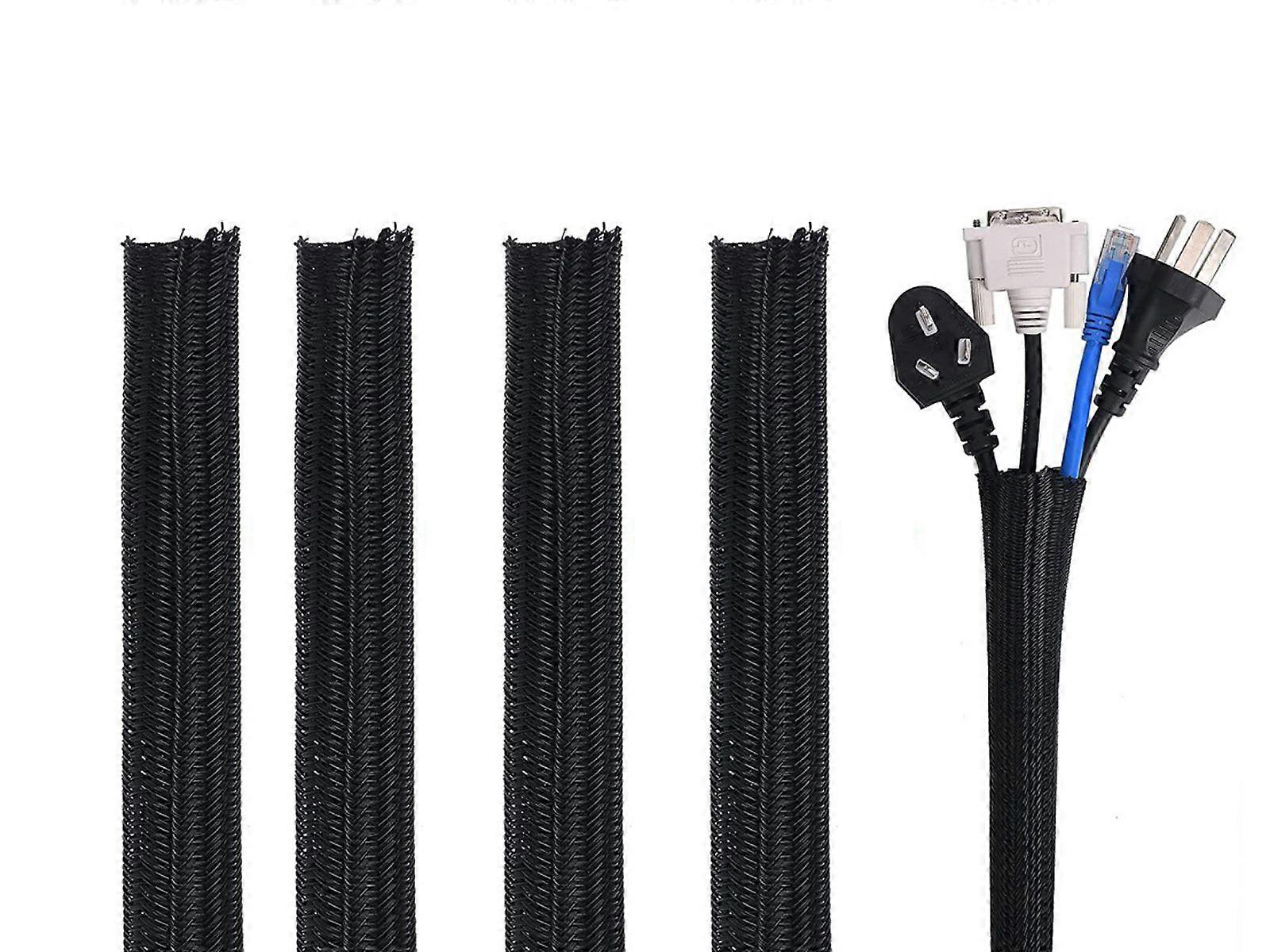 4PCS Braided Cable Sleeve Cord Wire Protector