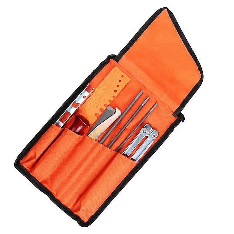 Universal Chainsaw Field Sharpening Kit, Chainsaw Chain Sharpener Round Files, Flat File, Handle, F