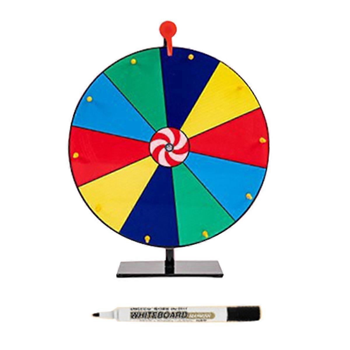 16In Tabletop Spinning Prize Wheel 10 Slots Editable Spinning Wheel with Dry Erase Pen for Fortune