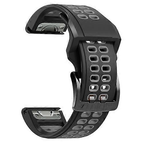 For Garmin Fenix 7 22mm Dual Row Holes Two-color Silicone Watch Band