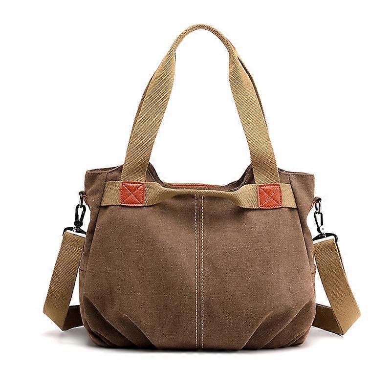 Women's Canvas Tote Purse Shoulder Crossbody Bag Small Handbag Multi-pocket Top Handle Work Bags