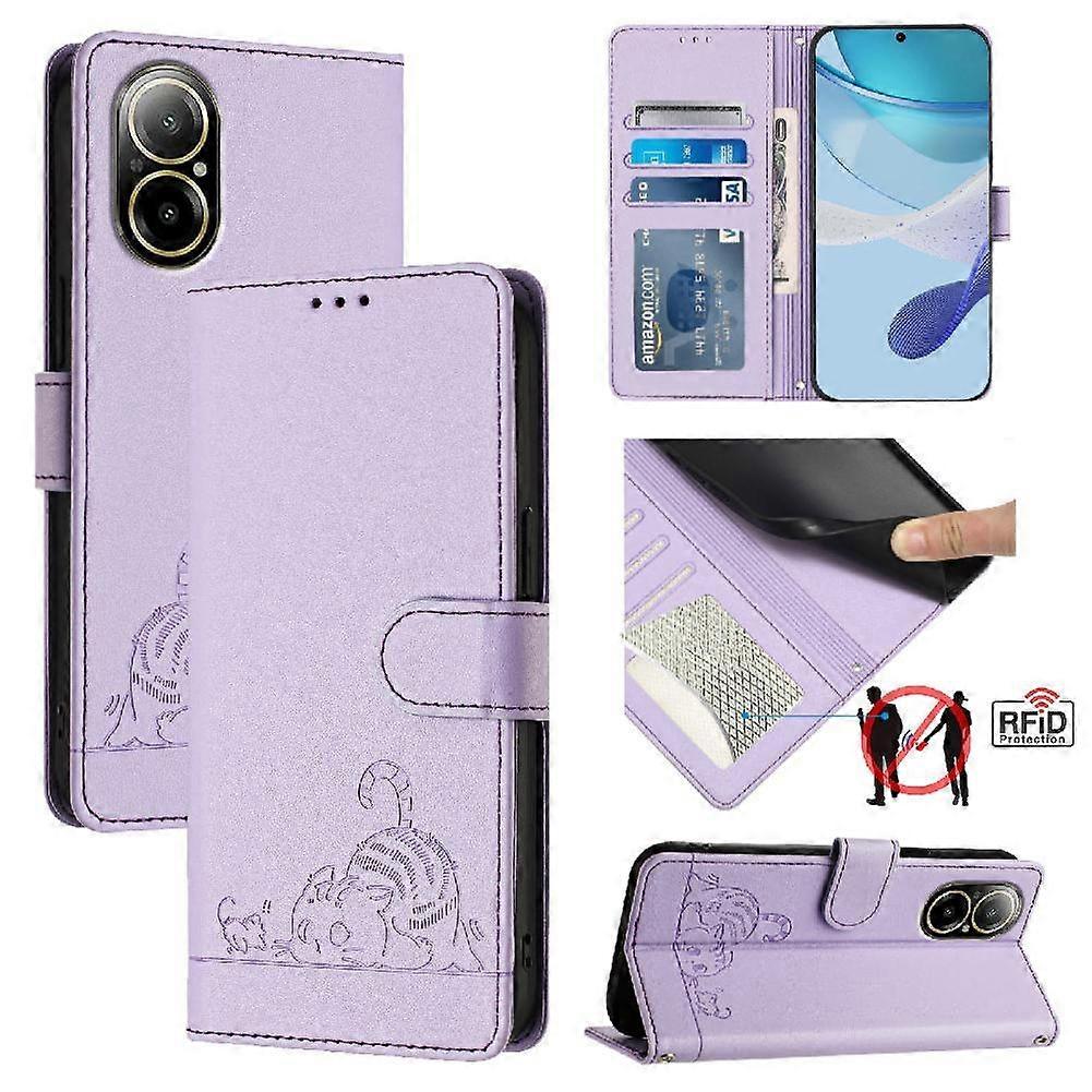 Case For Realme C67 4G Wallet Flip Cover Card Slot Holder Kickstand Cat RFID