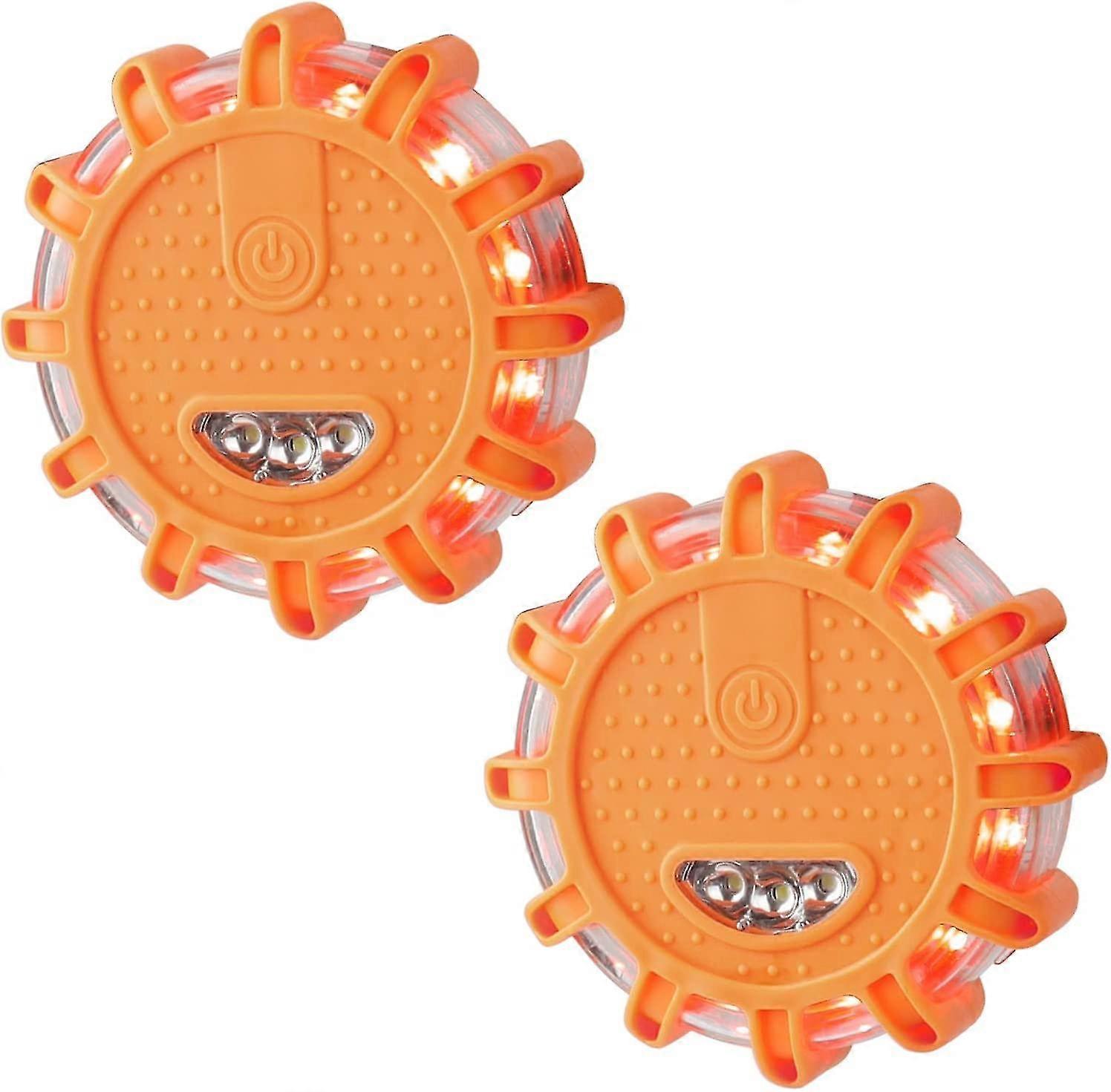 Amber Led Beacon, 2pcs Led Beacon Light, Emergency Warning Light, Emergency Light With Magnetic Base And 9 Flashing Modes For Car, Truck, Boat