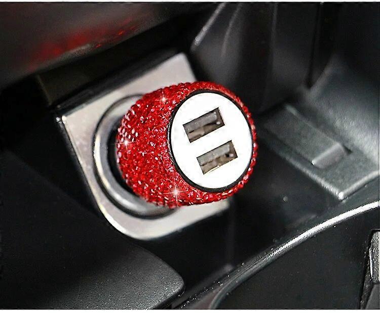 Νέος φορτιστής αυτοκινήτων Bling USB 5V 2.1A διπλός γρήγορος προσαρμοστής λιμένων ροζ αυτοκίνητο ντεκόρ αυτοκίνητο στυλ αυτοκινήτων διαμάντι αυτοκίνητο αξεσουάρ αξεσουάρ για τη γυναίκα