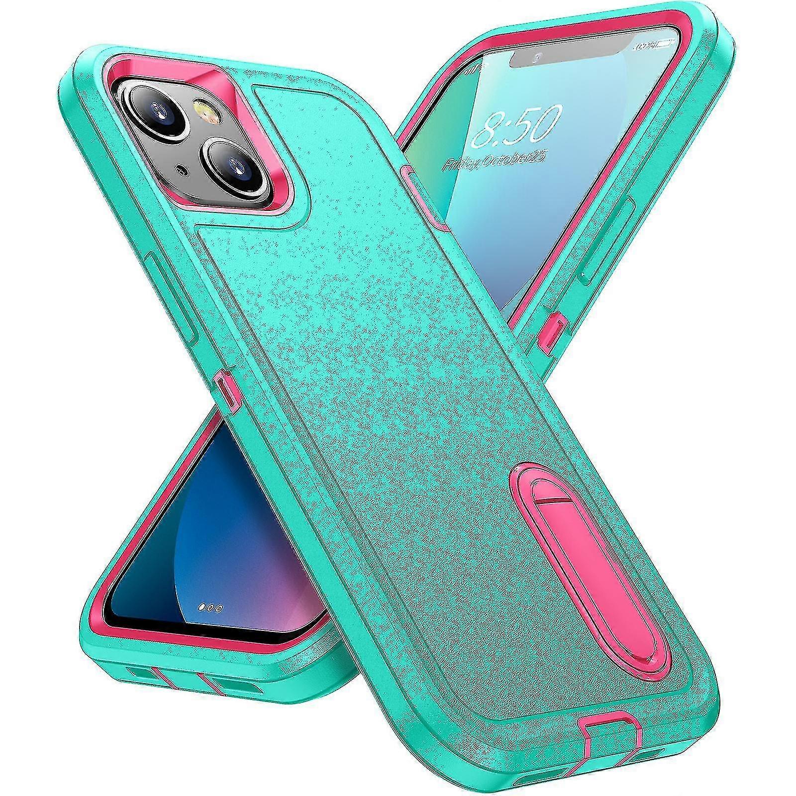 For Apple Iphone 13 Pro, Drop Proof Protective Case, Commuter Series, Green/pink