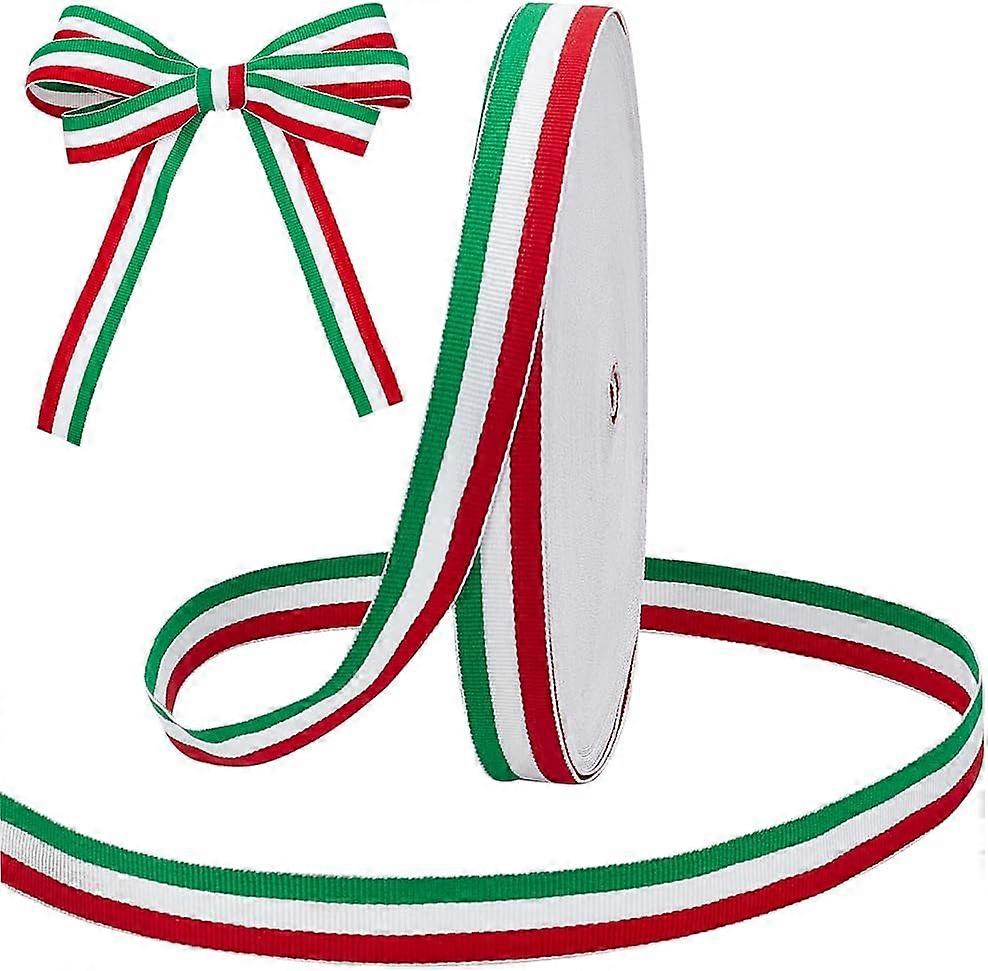 50 Yard Tricolour Decorative Ribbon 0.7 Inch Italian Flag Patriotic Ribbon Red White and Green Ribbon Christmas Stripes Ribbon for Party Gift Packing