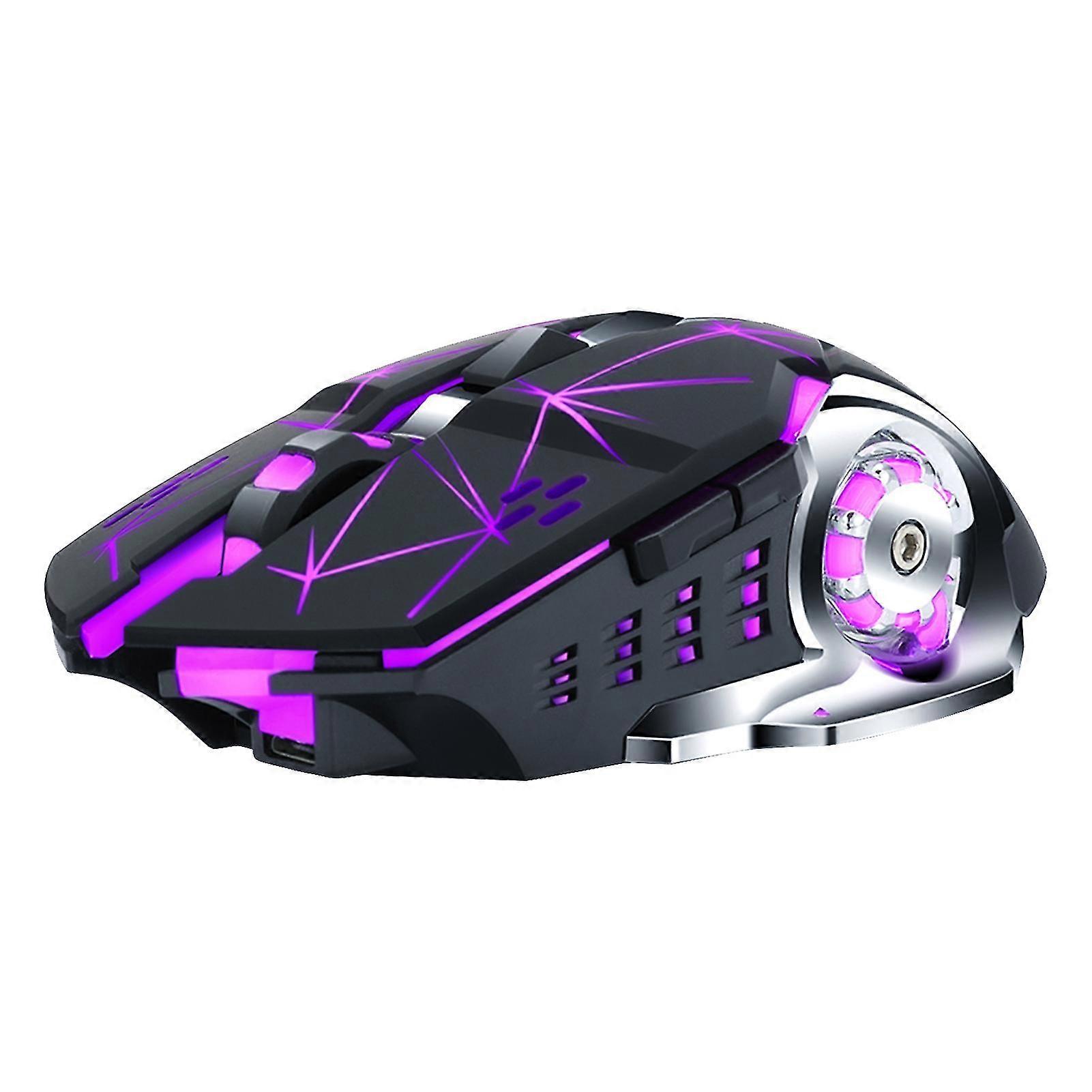 Q13 Wireless Mouse Mute Ergonomic Design Rechargeable 2.4ghz 2400dpi 6 Button Colorful Breathing Light Mouse Compatible With Gaming(-ZOU