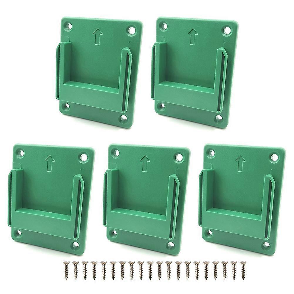 5Pcs Wall Mount Holder Tool Storage Rack Bracket Fixing Devices for // 18V 36V Power Tool Green