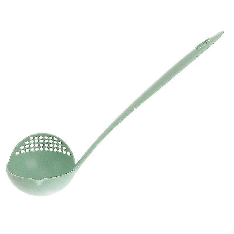 2 In 1 Plastic Straining Ladle Soup Pan Spoon With Filter Strainer Kitchen Dinnerware Cooking Tools (green)