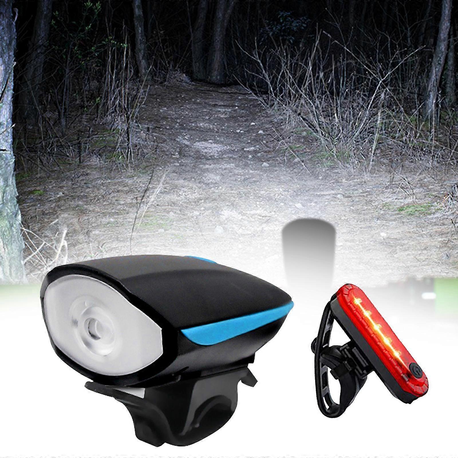 LED Bicycles Head Light Headlight Front Lamp with Horn USB Red A Taillight