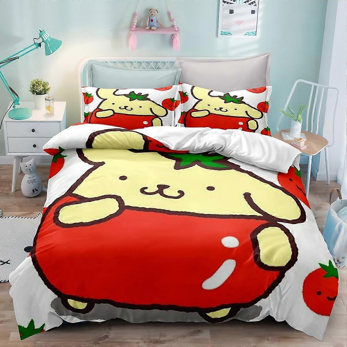 Påslakanset MV442 Tecknat påslakanset, Anime sängkläder, Pompompurin 3-delat täckesset, 1 påslakan och 2 örngott YF442