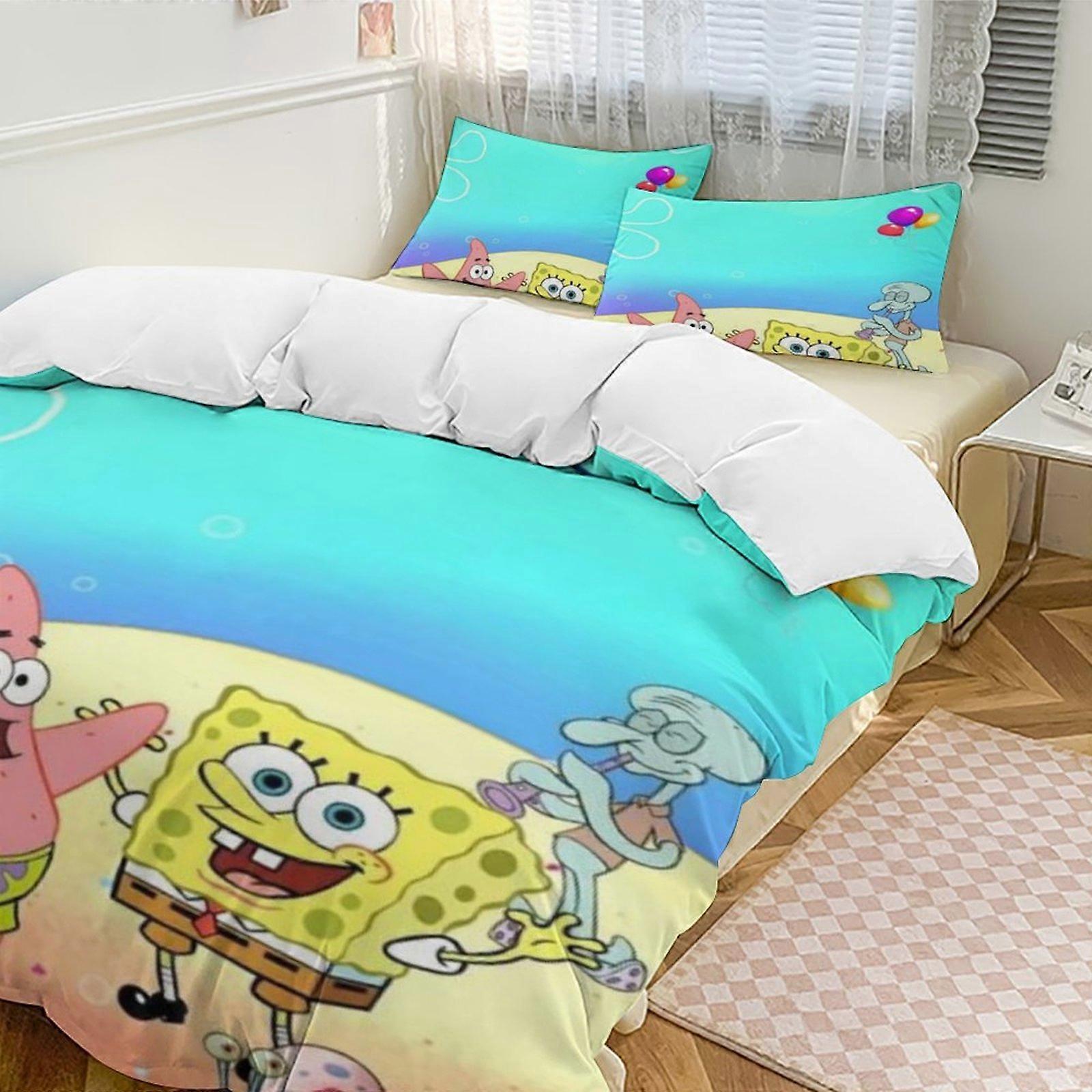 a2850 Lençóis Bob Esponja Calça Quadrada Conjunto de Cama Capa de Edredão Tema Dos Desenhos Animados Quarto Das Crianças Lençóis iip2850