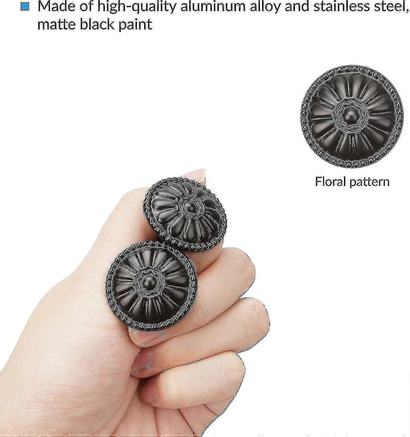 16 قطعة مقبض باب خزانة أسود ، مقابض درج مستديرة ، مقبض خزانة فتحة واحدة - B