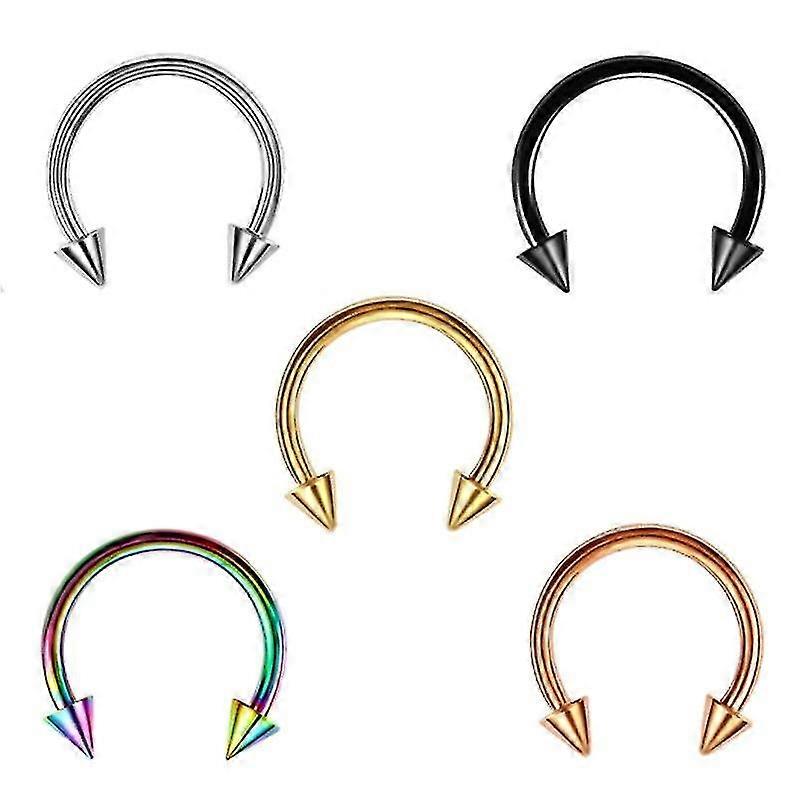 5pcs Simple Stainless Steel C Type Nose Rings Electroplating Piercing Jewelry Body Piercing Tape Nos