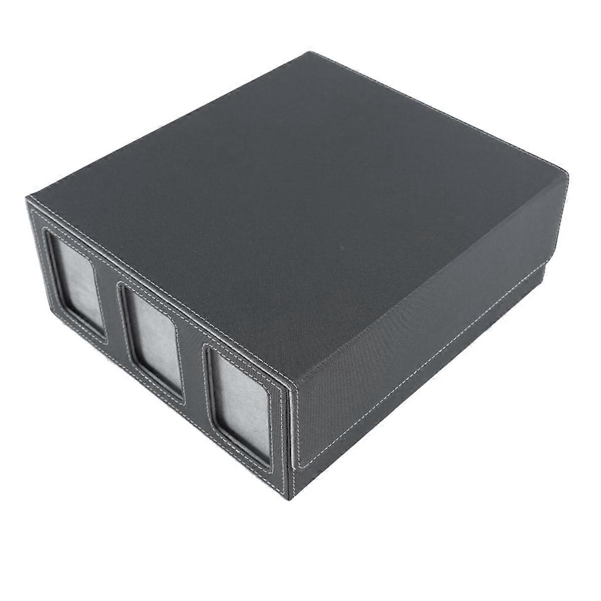 Storage Box for Trading Cards with Viewing Window Magnetic Closure Card Holder for Magic Game Cards Gray