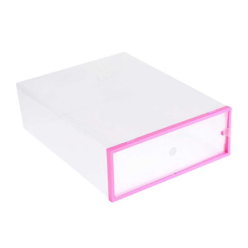 Clear Foldable Thickened Plastic Shoe Storage Box Stackable Case Shoes Organizer Pink