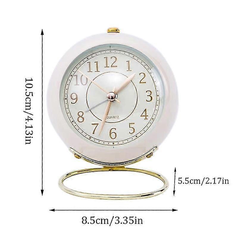 Huamde Ins Creative Alarm Clock Vintage Desk Clock Silent Pointer Clocks Desk Clock Bedroom Decoration Digital Clock Bedside Home Decor,Creamy-White