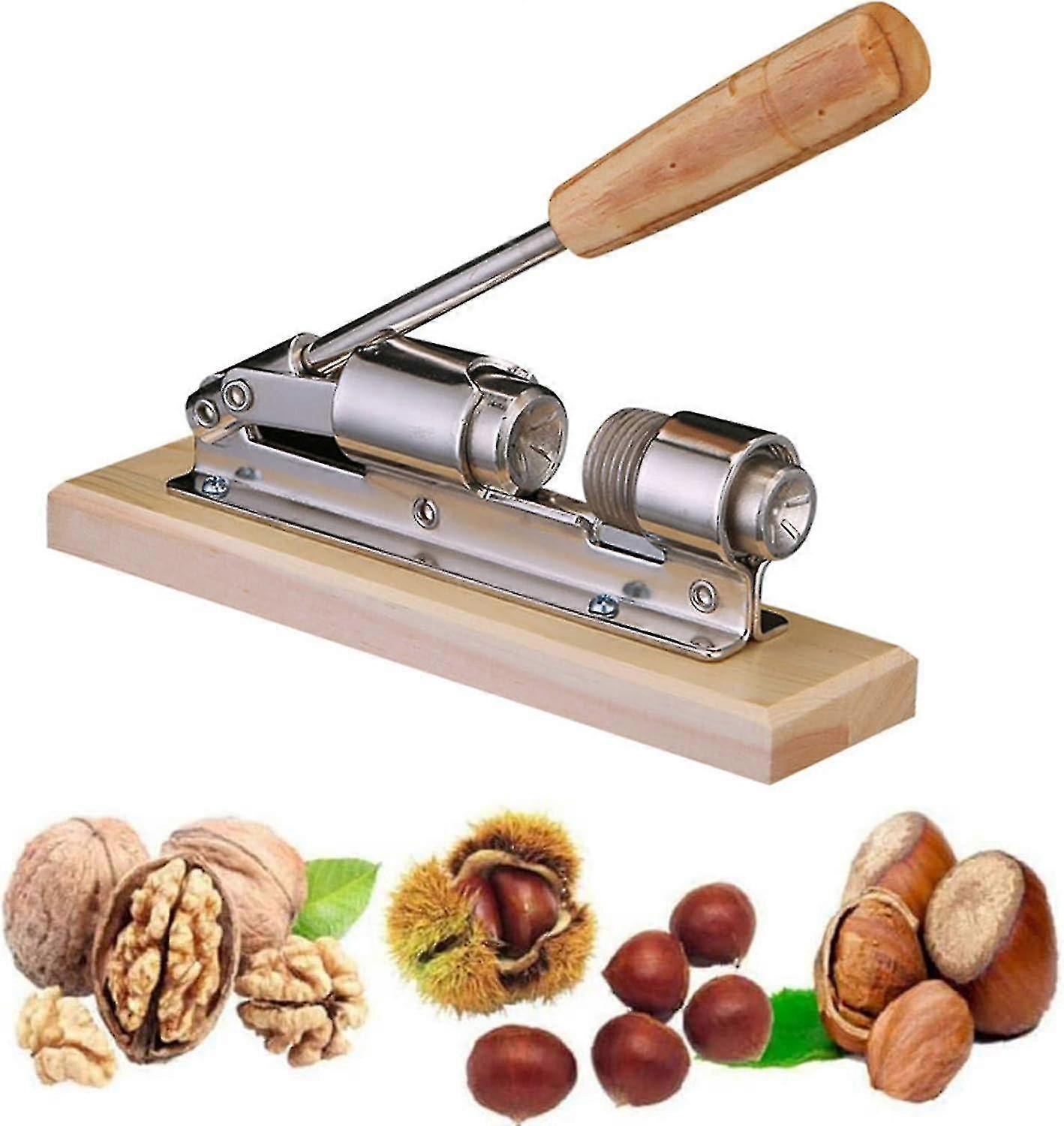 Manual Nutcracker,Nut Crackers Stainless Walnut Tongs Chestnut Tongs Nutcracker Tongs Kitchen Nut Opener With Wooden Base And Handle For Hazelnuts
