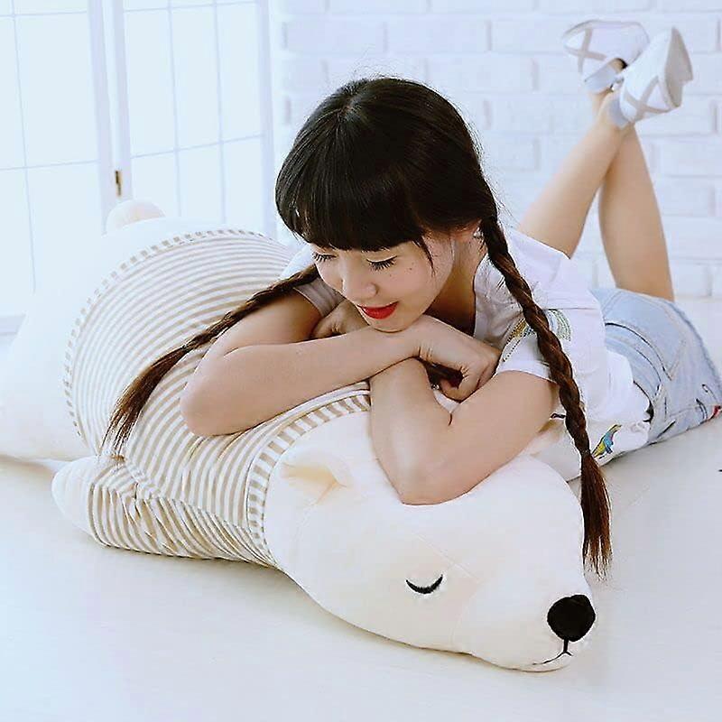 Stuffed Polar Bear Animal Plush Toy 70CM Large Brown Sleeping Bear Animal Stuff Soft Plushies Polar Bear Plush Soft Toy Pillow Huggable Throw Pillow C