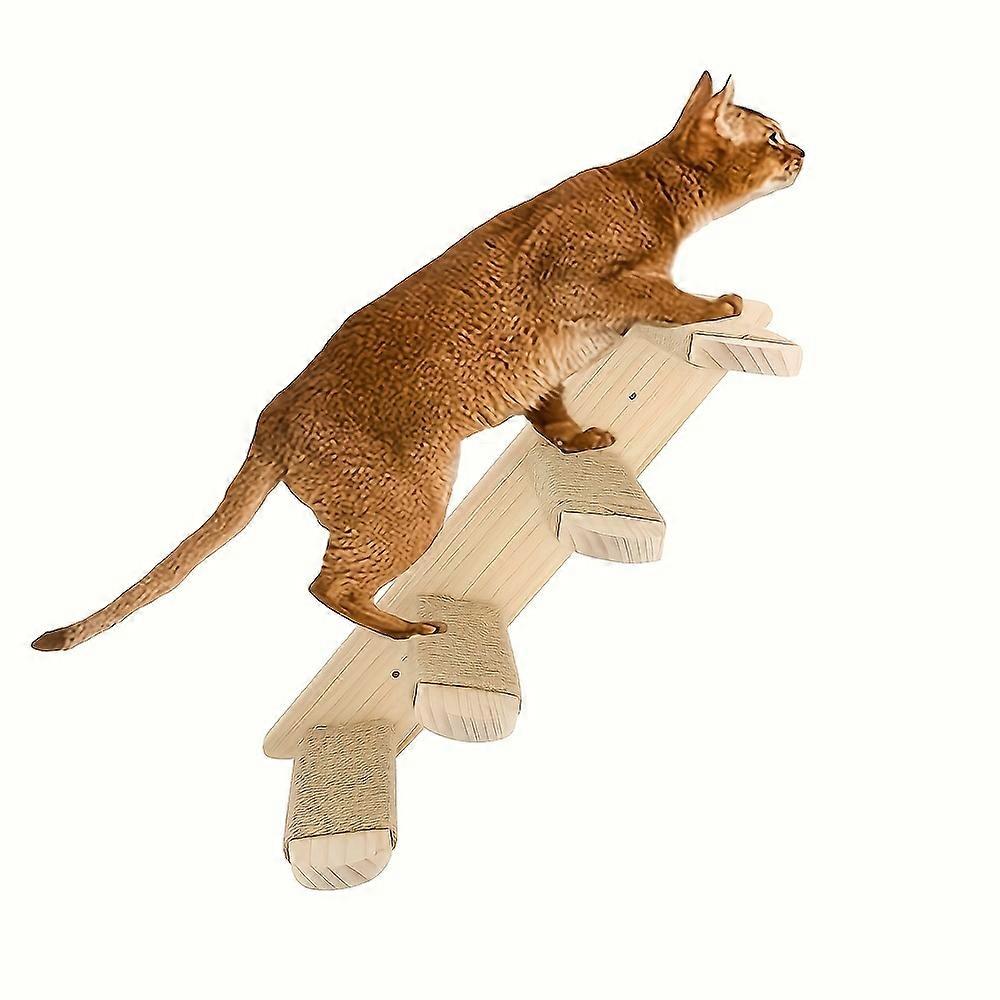 1pc Stylish Wall-mounted Wooden Cat Climbing Shelf - Multi-level Sisal Ladder for Indoor Felines, Space-saving Cat Furniture with Scratch-resistant Pl