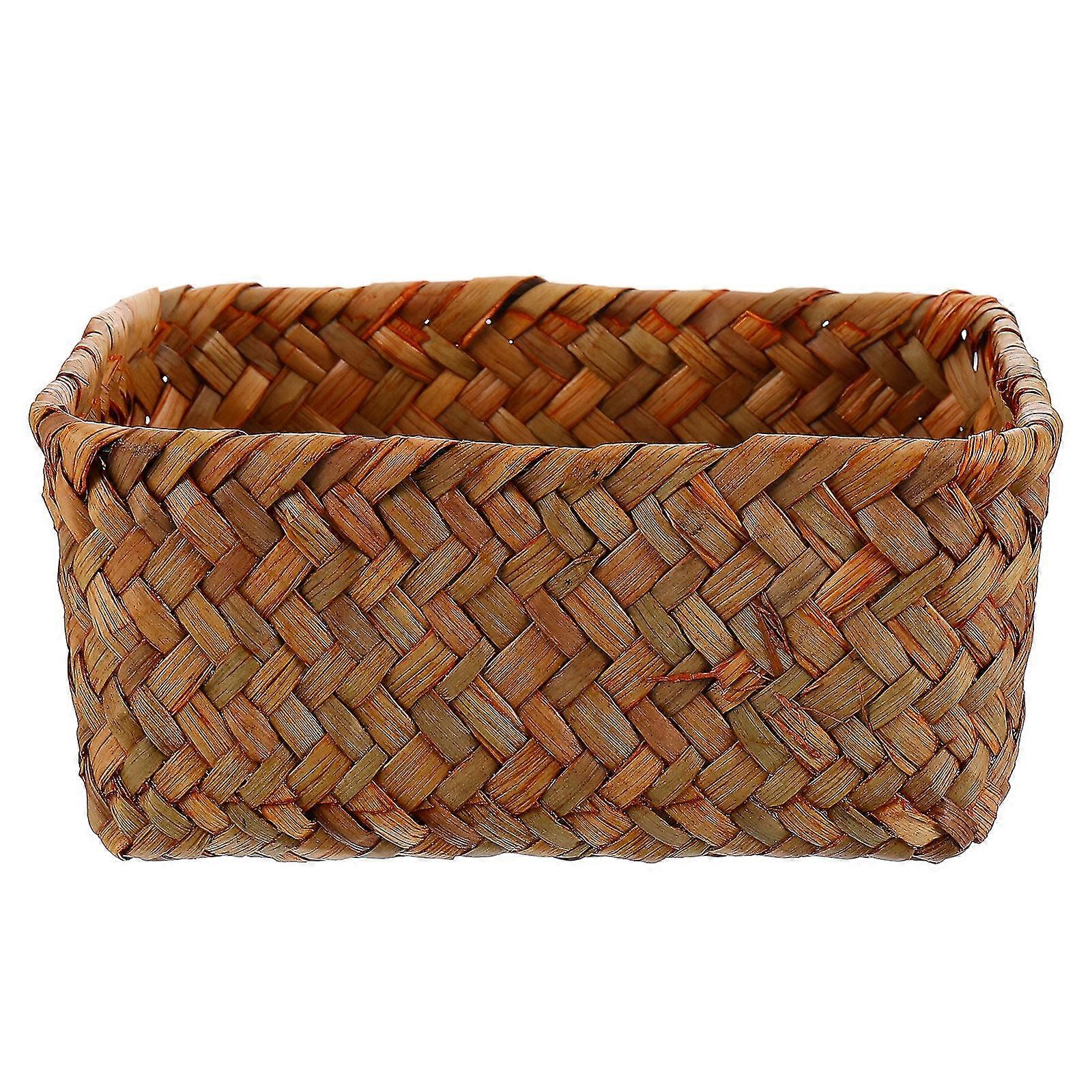 1pc Handmade Woven Basket Simple Storage Basket Multifunctional Container