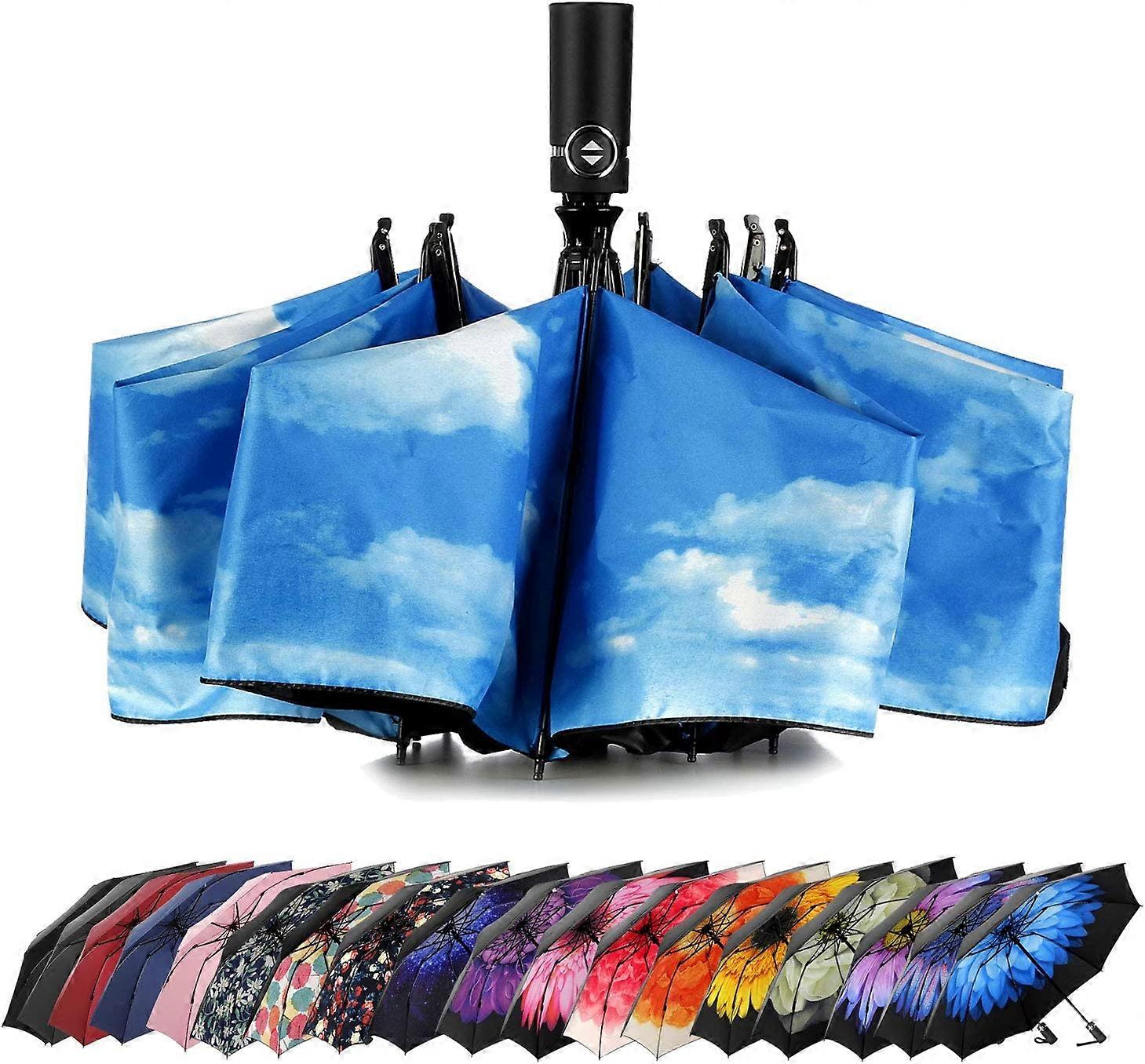 Umbrella Windproof Travel Umbrella Compact Folding Reverse Umbrella