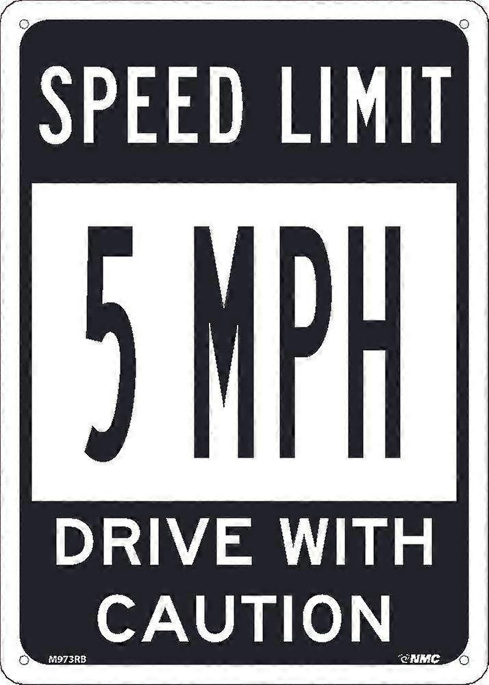 Speed Limit 5 Mph Sign, 12 X 16, Rigid Plastic White
