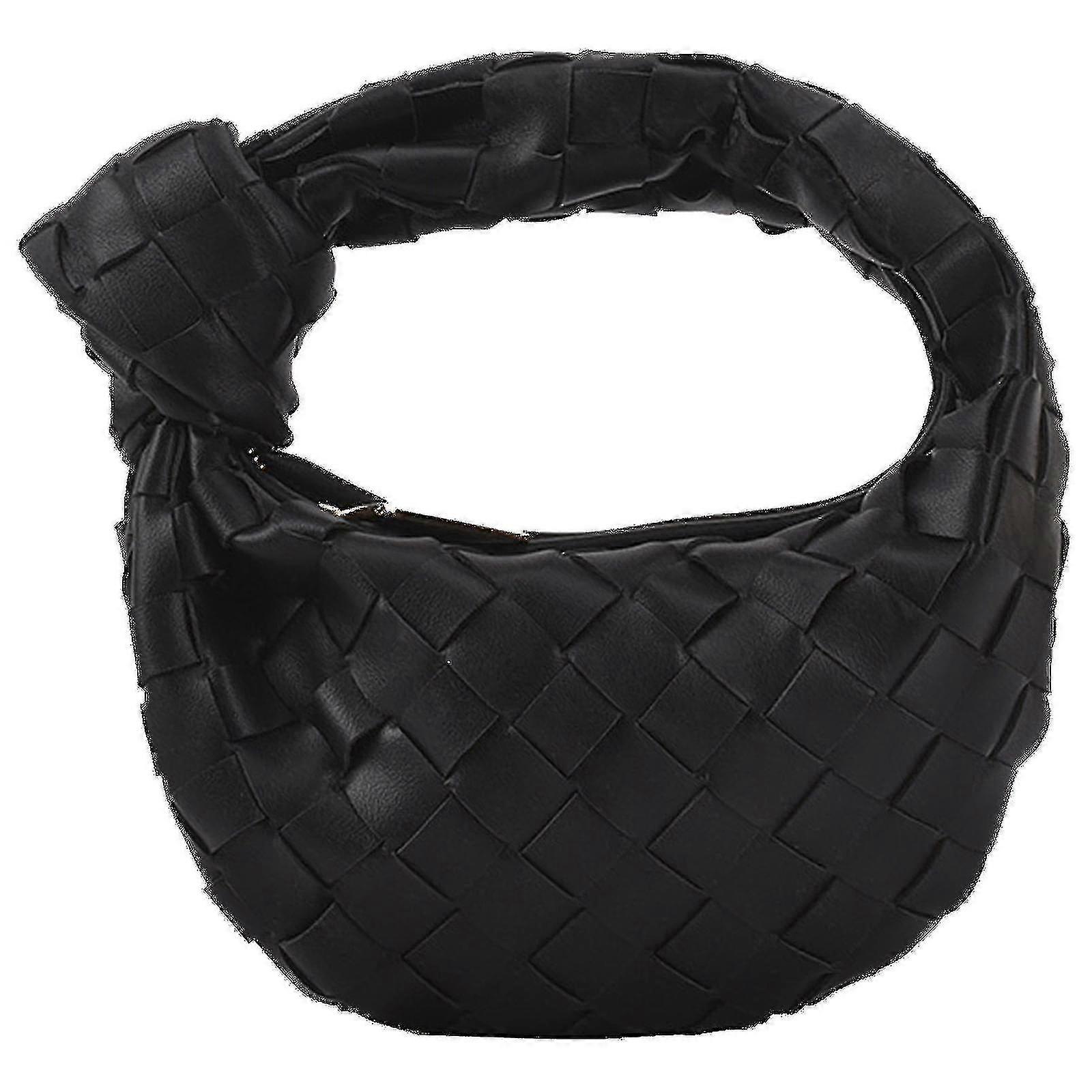 Äkta kohud läder knutväska väva handgjorda slingväskor stor kapacitet totes