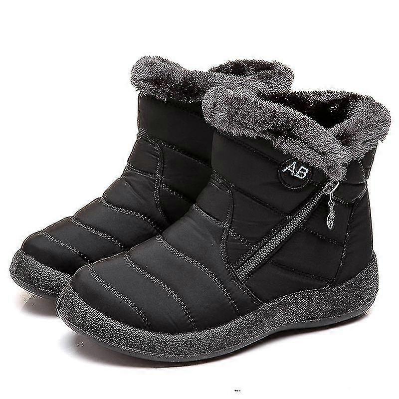 Téli könnyű vastag szőrme boka vízálló 11cm sarok csizma a nők