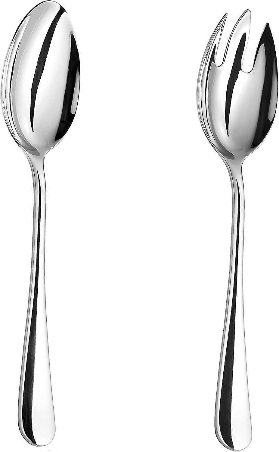 Salad spoon and fork serving set, stainless steel salad set