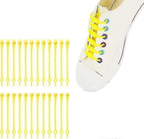 24 Pcs Lazy Tying-free Elastic Shoelaces, Laces Special No Tie Rubber, For Kids And Adults - ya