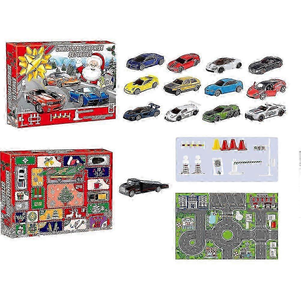 Χριστουγεννιάτικο ημερολόγιο αντίστροφη μέτρηση 24 ημέρες αυτοκίνητο παιχνίδι που Χριστούγεννα Advent Ημερολόγιο τυφλό κουτί δώρο παιχνιδιών για Children_-st1iichrui1731