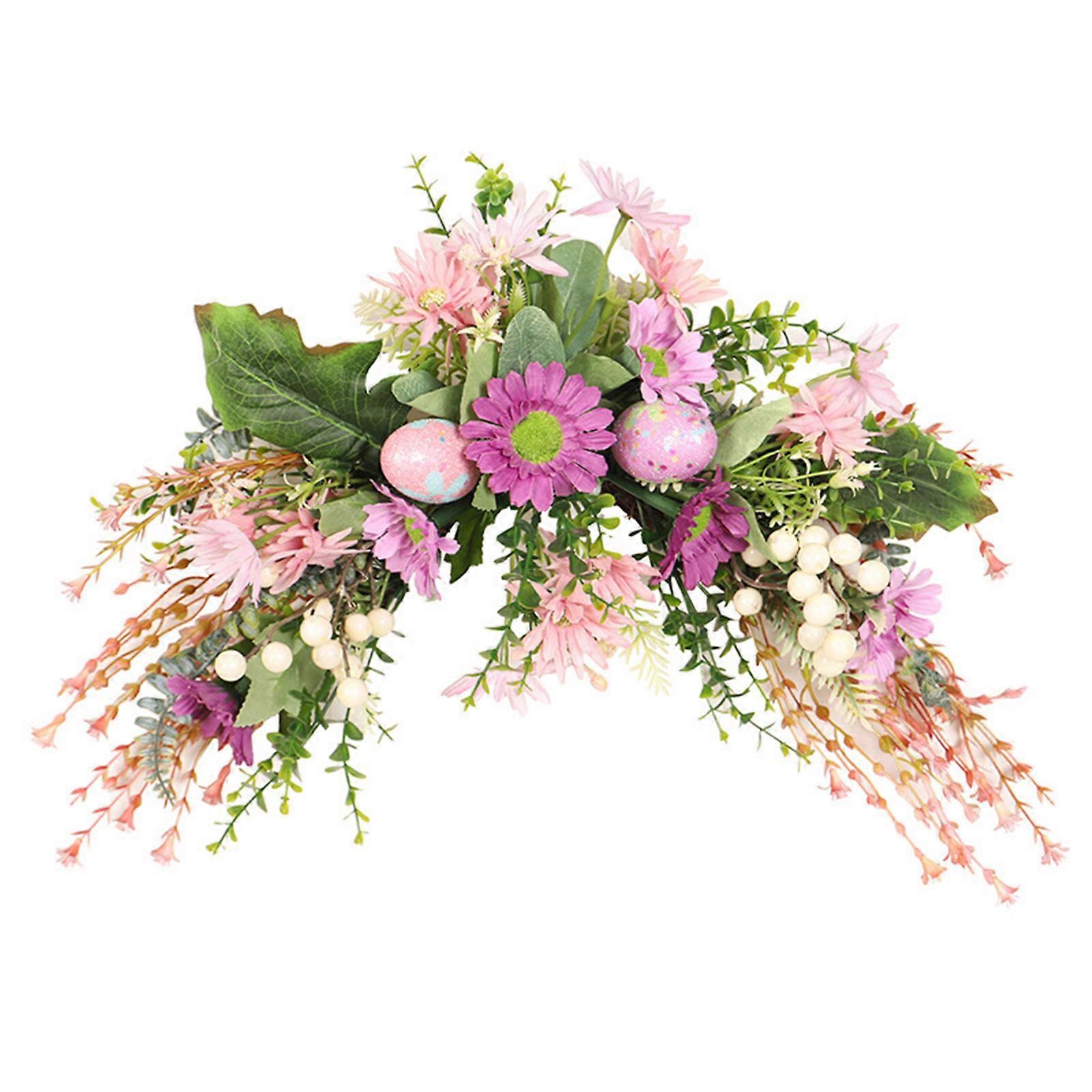 Easter Simulation Wreath Artificial Shofar Shaped Wild Daisy Garland Ornament