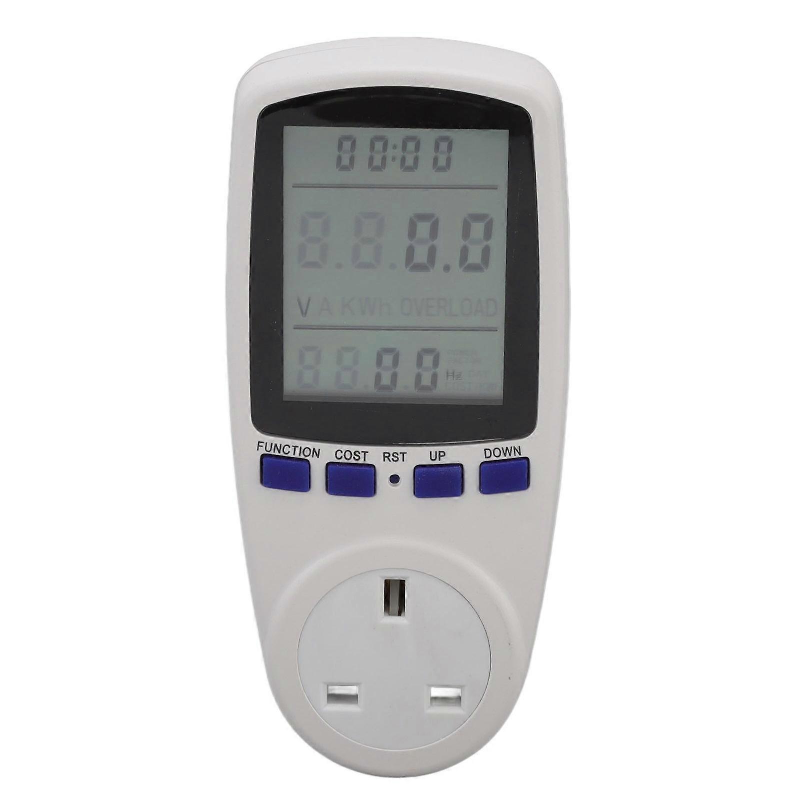 Power Meter Socket LCD Display Overload Protection LED Light Digital Electricity Analyzer Monitor