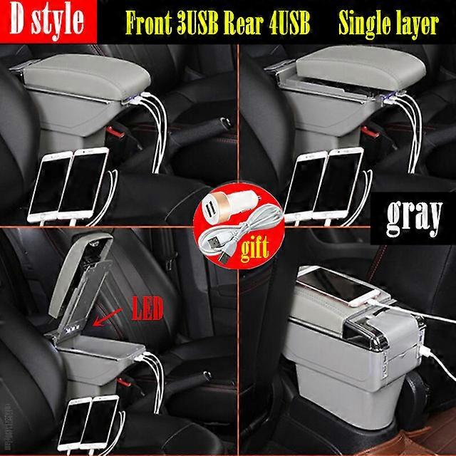 Universal Car Armrest Box Dual layer Large space Central Store Content box with cup holder ashtray USB interface Charging Car