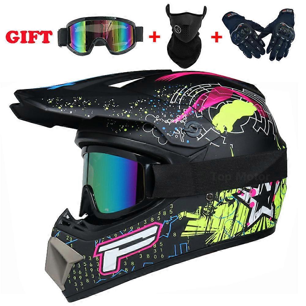 DOT Youth Motocross Helmet Full Face With Goggles & Gloves – TCMT – S M L XL