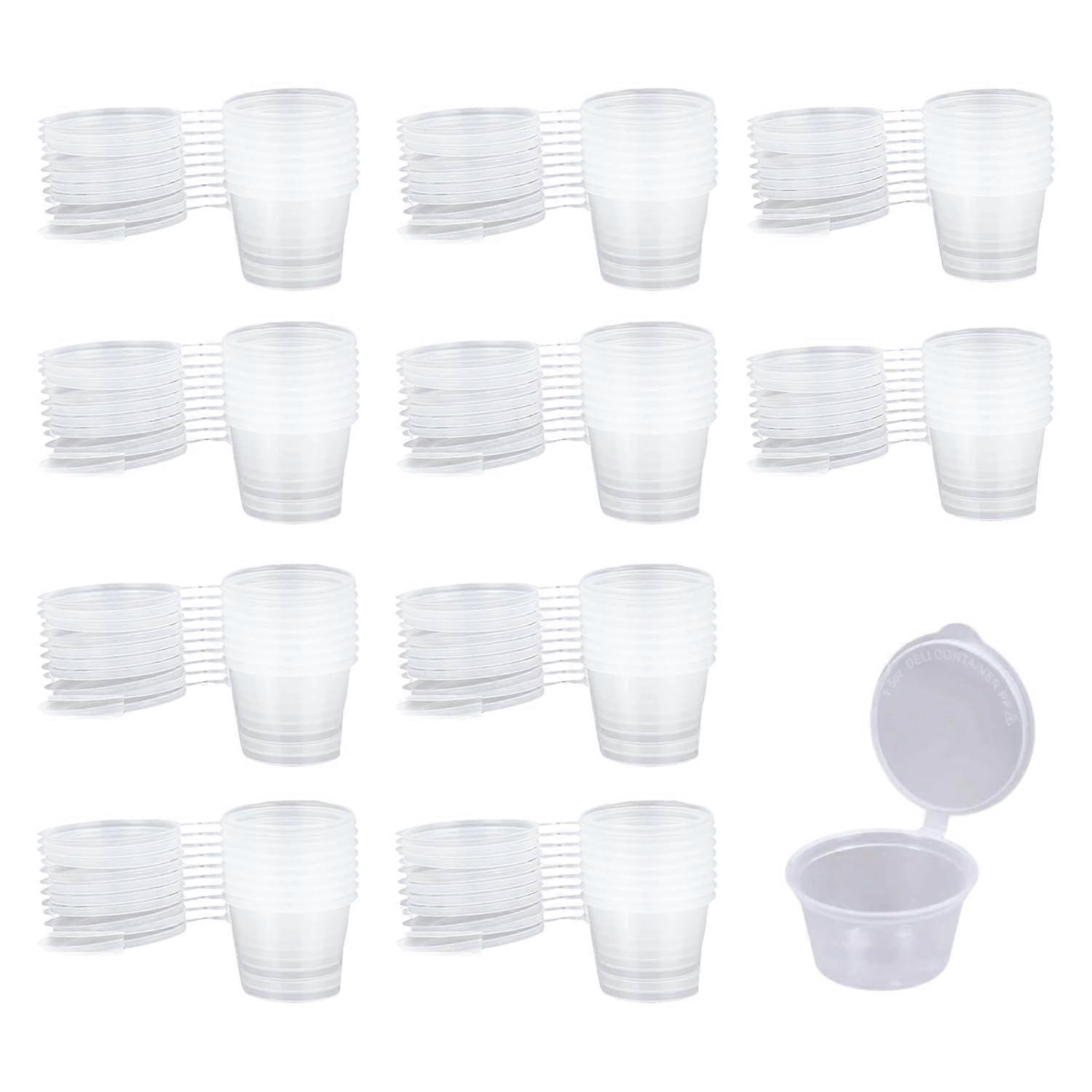 100 pieces transparent mini plastic cup set, small jars, sauce cups with lids, slime storage containers, for storing a variety of dips and spices