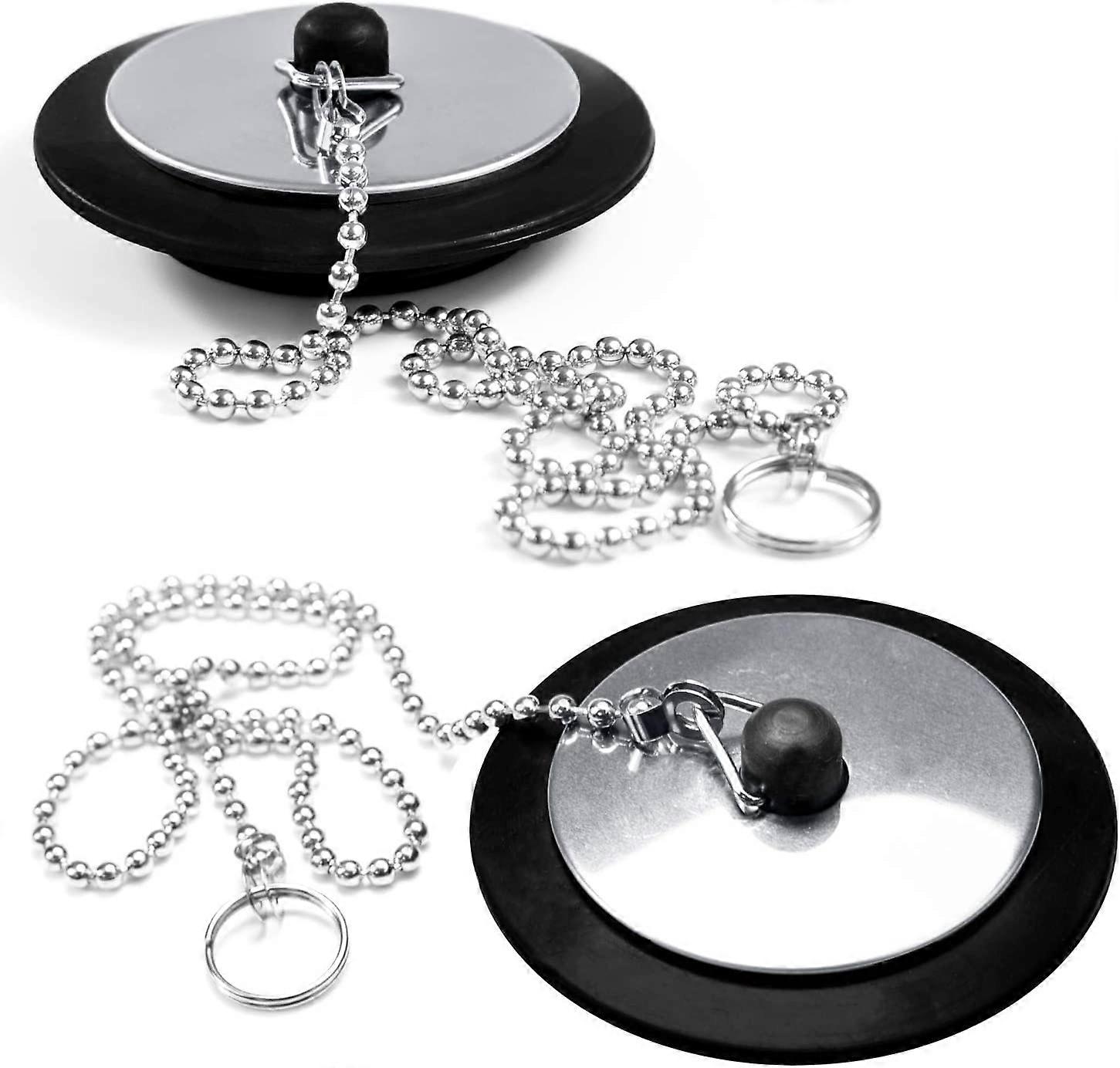 Sink Stoppers - Chrome & Rubber - Bathtub Stoppers - Drain Covers - 2 Pack